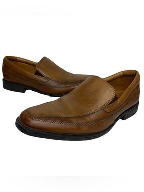Clarks Men's 9 Leather Loafers Ultimate Comfort Brown Slip-On Dress Shoes